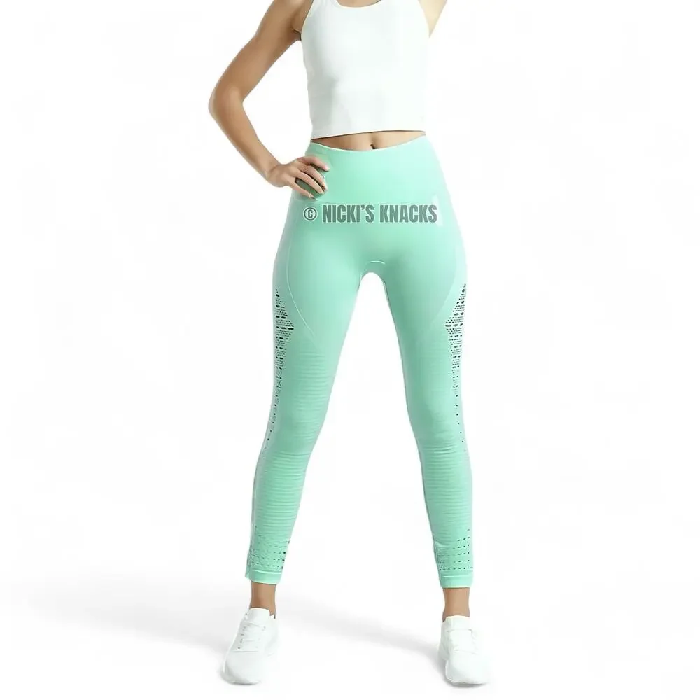 Gymshark Energy Seamless Leggings Eyelet Vented Pistachio Mint Green Size S - Picture 2 of 11